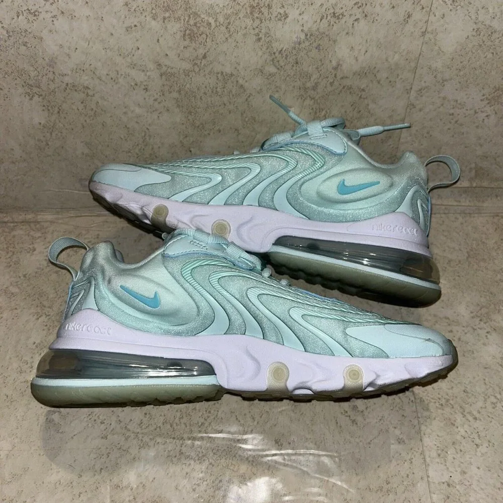 Nike Air Max 270 React ENG Teal White Athletic Lace Up Sneakers Women Size 7.5